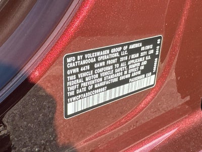 2012 Volkswagen Passat 4dr Sdn 2.5L Auto SEL PZEV