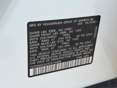 2026 Volkswagen Atlas 2.0T SE w/Technology 4MOTION